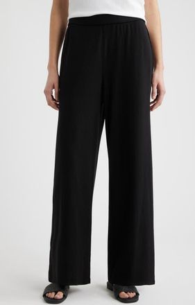 Eileen Fisher Rib Wide Leg Pants in Black at Nordstrom, Size X-Small