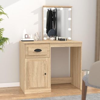 vidaXL Tocador Con Led Madera Contrachapada Roble Sonoma 90x50x132,5cm Vidaxl
