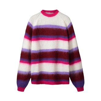 Pom Amsterdam Faye Gestreepte Pullover - Dames - Ronde hals truien - Veelkleurig - L - Wol - Truien & Vesten