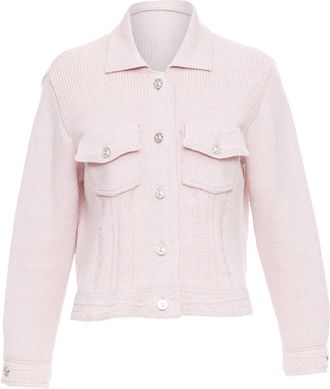 Barrie baby cashmere cotton topstitched pocketed cardigan