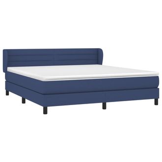 vidaXL Cama Box Spring Con Colch&oacute;n Tela Azul 180x200 Cm Vidaxl