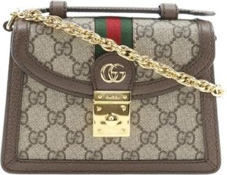 Gucci Pre-owned Ophidia GG Supreme 2way Chain Bag - Dames - Vintage Mini Tas - Bruin - ONE Size - Vintage