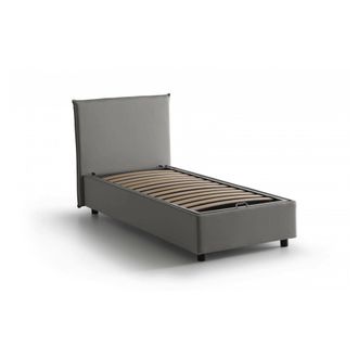 Dmora Dmora - Cama Individual Dbaldo, Cama Contenedor Con Revestimiento De Tela, 100% Made In Italy, Apertura Frontal, Adecuado Para Colch&oacute;n Cm 90x190, Gris