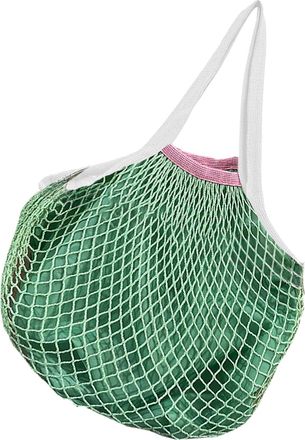 Generic Cotton Mesh Bag - Reusable Cotton Shopping Bag Mesh Tote Bag - Large Shoulder Bag with Long Handle Flexible for Fruit Women, Mint Green, Siehe Beschre