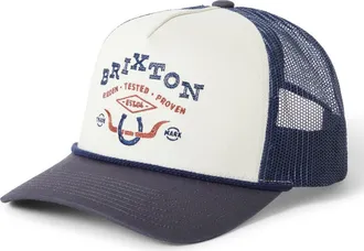 Brixton Beekman Strapback Trucker Hat in Off White/navy at Nordstrom