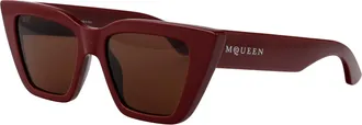 Alexander McQueen Womens Sunglasses Am0507s Burgundy-Brown Injected Burgundy/brown