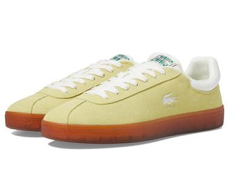 Lacoste Baseshot Sneakers Mens Shoes Light Green/Dark Gum : 9.5 M, Suede/Synthetic