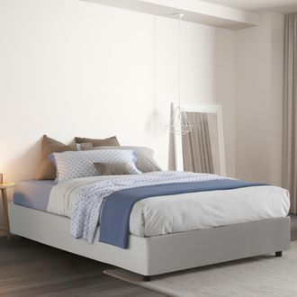 Dmora Dmora - Cama De Plaza Y Media Daccardi, Cama Contenedor Con Revestimiento De Tela, 100% Made In Italy, Apertura Frontal, Adecuado Para Colch&oacute;n Cm 120x