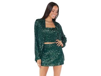 Show me your Mumu Dance Blazer Womens Clothing Emerald Sequins : LG, Spandex/Polyester