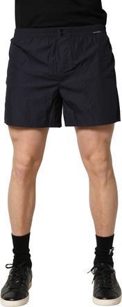 Dolce & Gabbana Black Cotton Elastic Waist Swim Shorts Mens Swimwear