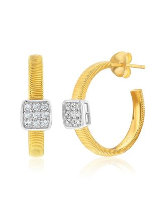 Suzy Levian Suzy Levian Golden Helix Silver Cz Hoop Earrings