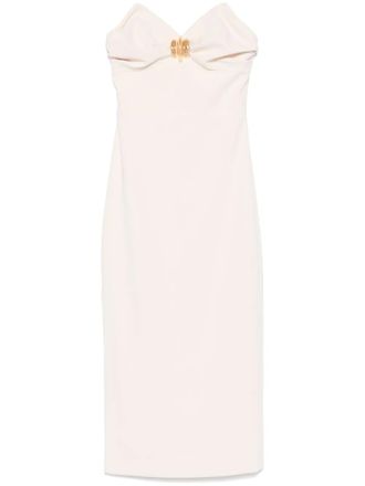 Elisabetta Franchi macro-bow crepe midi dress - women - Polyester - 38 - Neutrals