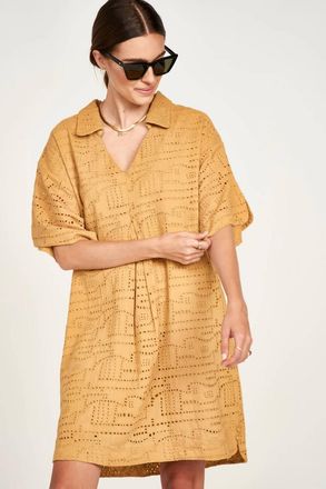 Mirth Lanai Popover Dress In Golden Eyelet
