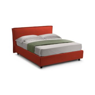 Dmora Cama Francesa Bronte, Desenfundable, Contenedor, Hecho En Italia, Tama&ntilde;o Colch&oacute;n 120x190 Cm, Naranja