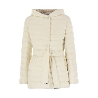 Herno Down Jackets, female, Beige, Size: XL Silk and Cashmere Down Jacket