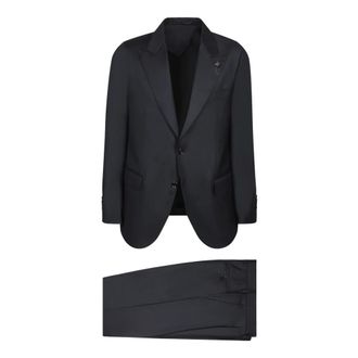 Lardini Wool fabric suit with double - male - Lardini - Single Breasted Suits - Blue - S - Suits