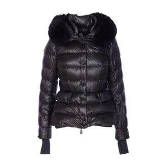 Moncler Chaqueta de esqu&iacute; de plum&oacute;n Armoniques con capucha y ribete de piel de cordero - Jackets - Mujer - Negro - M