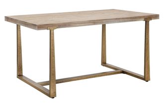 Mauro Ferretti Mesa de comedor rectangular de madera y metal marr&oacute;n 150x90x78 cm