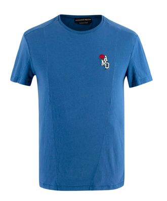Alexander McQueen Blue Embroidered Logo T-shirt Size XS