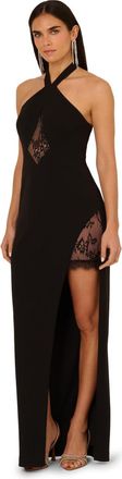 Adrianna Papell Womens Knit Crepe Long Dress - Black - Size 14 UK