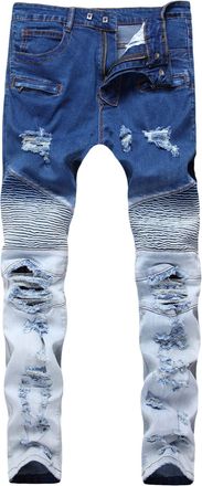 Generic Mens Ripped Skinny Jeans Distressed Holes Slim Fit Biker Jeans Destroyed Straight Leg Hip Hop Trousers Jeans for Teenagers All Seasons (Multicolor 9,3