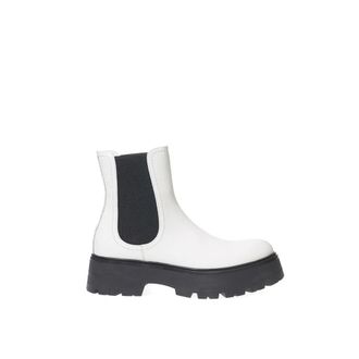 Alexander McQueen Chelsea Boots, female, White, 3 1/2 UK, Elegant Monochrome Leather Boots