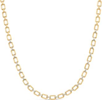 House of Brilliance Gold Vermeil.925 Sterling Silver 1/4 Cttw Diamond Bold Octagonal Link Necklace