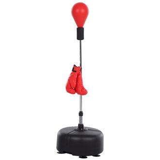 HOMCOM Saco De Boxeo De Pie Punching Ball Con Altura Ajustable En 136-154 Cm Base Rellenable Soporte Y Guantes Para Adultos Y Adolescentes
