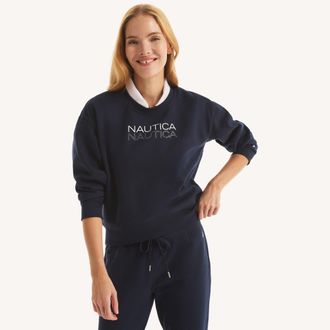 Nautica Womens Logo Crewneck Sweatshirt