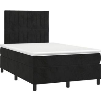 vidaXL Cama Box Spring Con Colch&oacute;n Y Led Terciopelo Negro 120x190 Cm Vidaxl