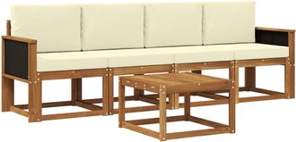vidaXL Conjunto De Sof&aacute;s De Exterior 4 Uds. Natural Y Crema Vidaxl