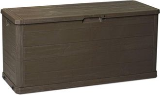 Decorspace Decor Space - Baule in resina cassapanca multiuso da esterno con ruote lt 280 effetto Legno 117 cm