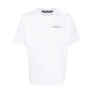 Palm Angels T-Shirts, male, White, L, Sartorial Tape Pocket Tee