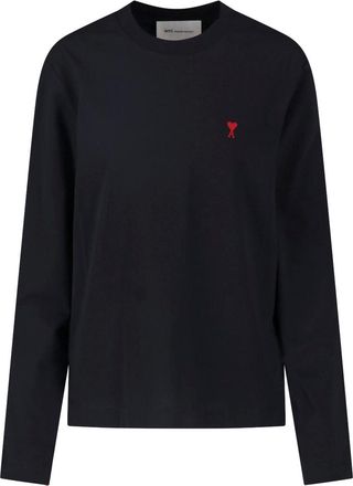 Ami Ami De Caur Black Cotton Long-Sleeved T-Shirt