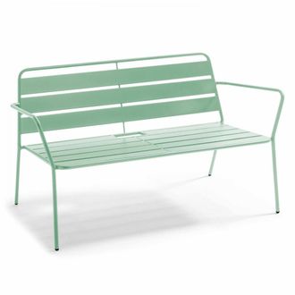 Oviala Canap&eacute; de jard&iacute;n de metal verde salvia