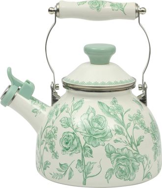 Agatha Agatha Enamel on Steel 2.0-Quart Whistling Tea Kettle, Green
