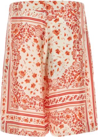 Fendi Mens Printed Silk Bermuda Shorts Coral Exterior