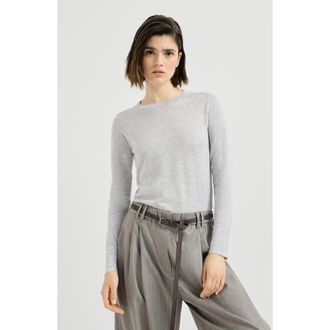 Brunello Cucinelli Cashmere and silk lightweight sweater in Light Grey at Nordstrom, Size Xxx-Large