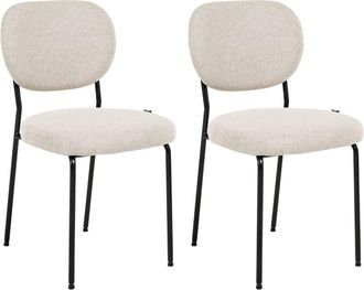 Beliani Beliani - Set of 2 Dining Chairs Armless Scandinavian Design Easy Clean Upholstery Light Beige Loleta