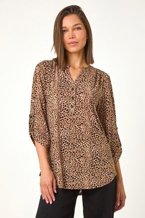 Roman Animal Print Stretch Blouse