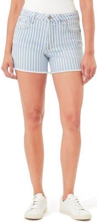Kensie Rivet Frayed Hem Denim Shorts in Hampton Stripe Melton at Nordstrom Rack, Size 12