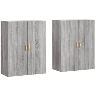 vidaXL Armarios De Pared 2 Unidades Gris Sonoma 69,5x34x90 Cm Vidaxl