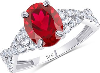 MAX + STONE Solid 10k Yellow or White Gold Gemstone Oval Cut Birthstone Ring