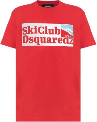 Dsquared2 Logo Print T-shirt - Heren - T-shirts - Rood - S - Katoen - Tops