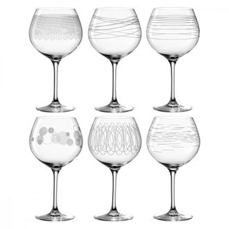 Leonardo Lote de 6 vasos de borgo&ntilde;a grabadas 630ml vidrio transparente