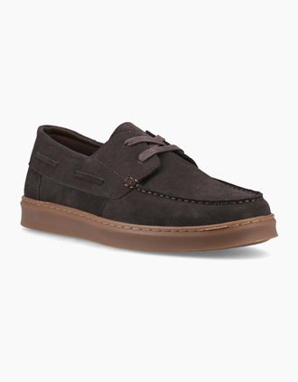 Hush Puppies Mens Hush Puppies Madden Boat Shoe Leather Mens Chocolate Boat Shoes - Brown - Size: UK 11 / eu 46 / us 13