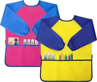 OEM Delantal Infantil, Conjunto De Dos Piezas, Impermeable, Adecuado Para Ni&ntilde;os De 3 A 8 A&ntilde;os, Mangas Largas Con 3 Bolsillos