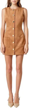 endless rose Faux Suede Sleeveless Minidress in Camel at Nordstrom, Size Medium