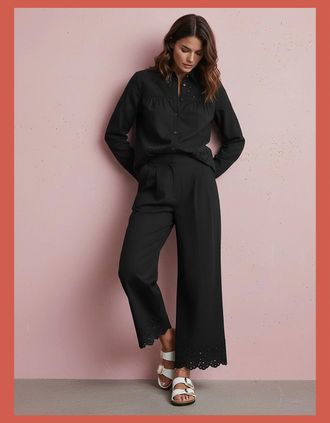 Nooki Design Womens Sirena Embroidered Cutwork Trouser - Black - Size: 12