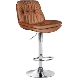 Clp Clp - Taburete De Bar Laurel En Polipiel Marr&oacute;n Claro Metal Cromado